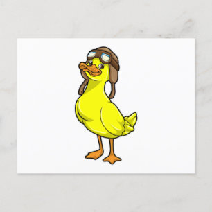 Duck as Pilot with Cap & Goggles Postcard