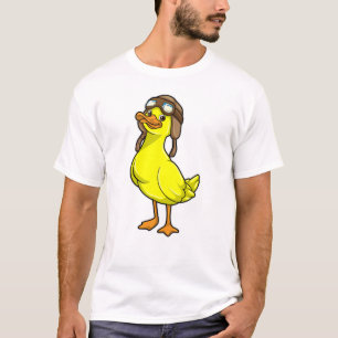 Duck as Pilot with Cap & Goggles T-Shirt