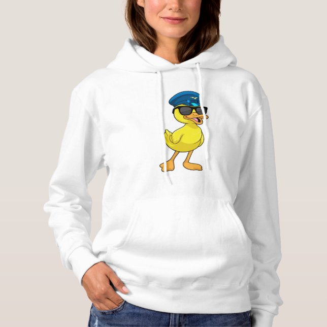 Duck as Pilot with Pilot hat Hoodie (Front)