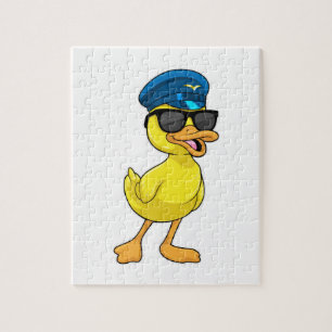 Duck as Pilot with Pilot hat Jigsaw Puzzle