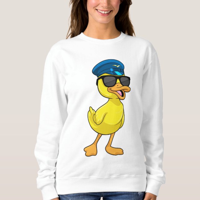 Duck as Pilot with Pilot hat Sweatshirt (Front)