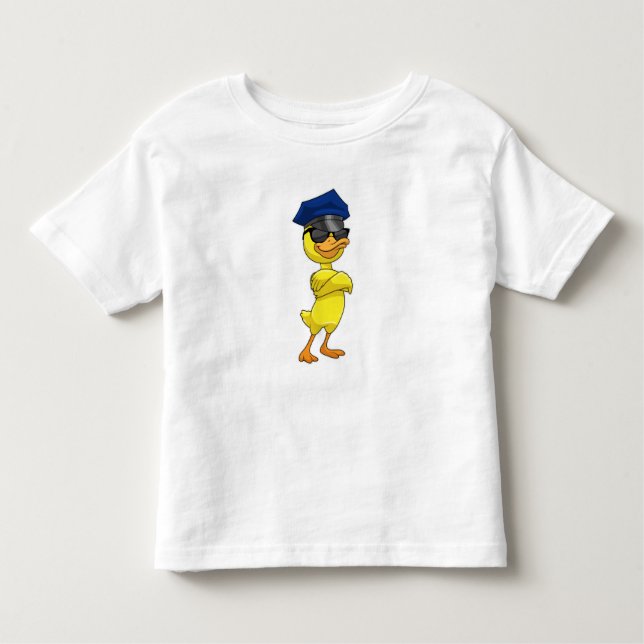 Duck as Police officer with Police cap Toddler T-Shirt (Front)