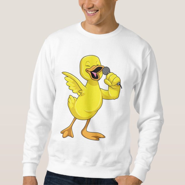 Duck as Singer with Microphone Sweatshirt (Front)