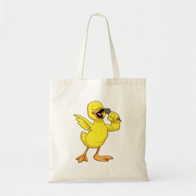 Duck as Singer with Microphone Tote Bag (Front)