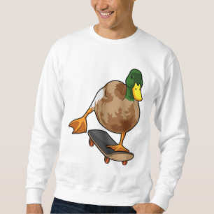 Duck as Skater with Skateboard Sweatshirt