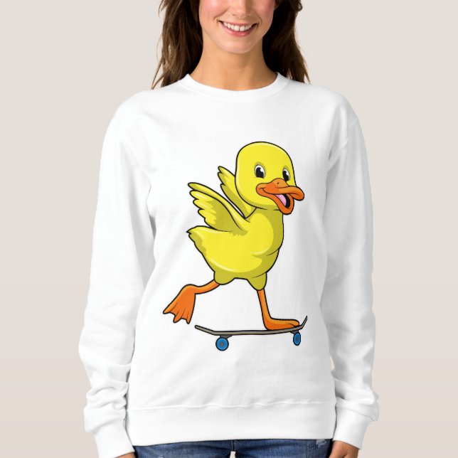 Duck as Skater with Skateboard Sweatshirt (Front)