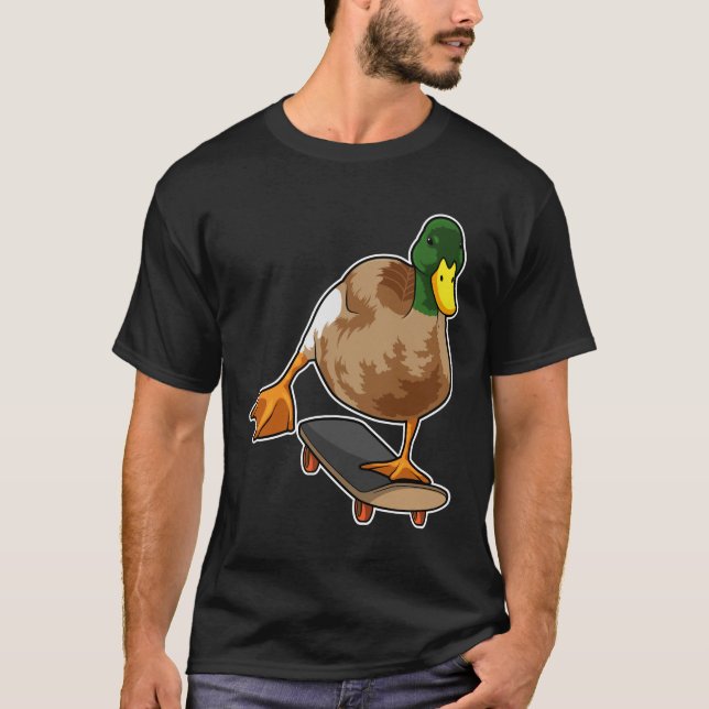Duck as Skater with Skateboard T-Shirt (Front)