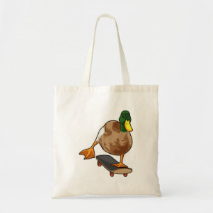 Duck as Skater with Skateboard Tote Bag