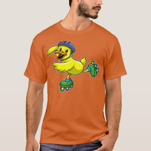Duck as Skater with Skates Helmet T-Shirt