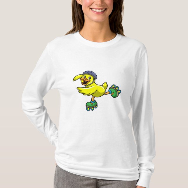 Duck as Skater with Skates & Helmet T-Shirt (Front)