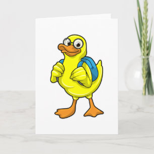 Duck as Student with Backpack Card