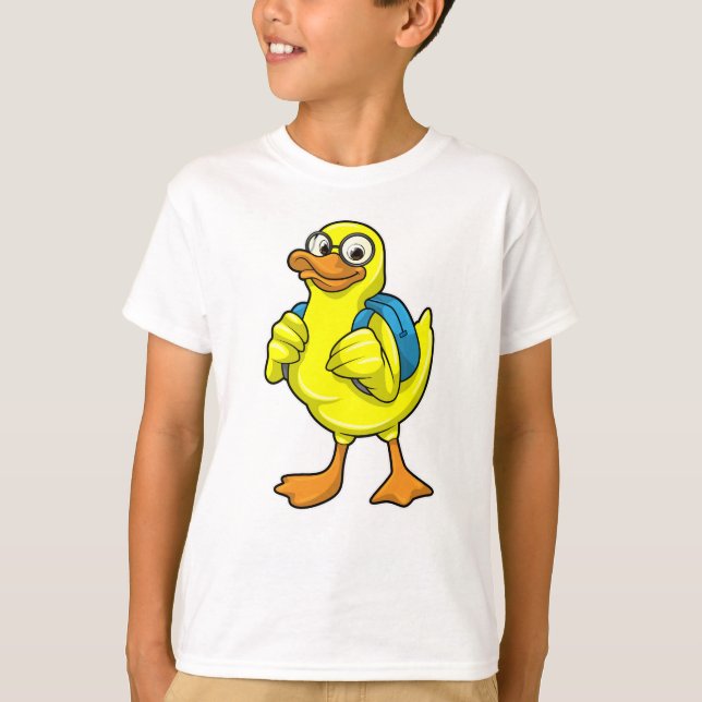 Duck as Student with Backpack T-Shirt (Front)