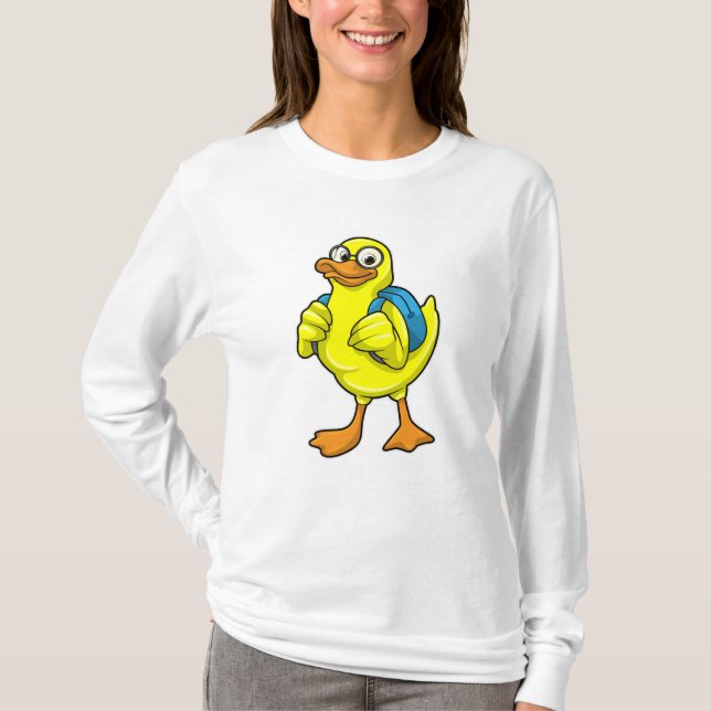 Duck as Student with Backpack T-Shirt (Front)