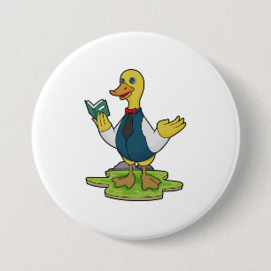 Duck as Teacher with Book 7.5 Cm Round Badge