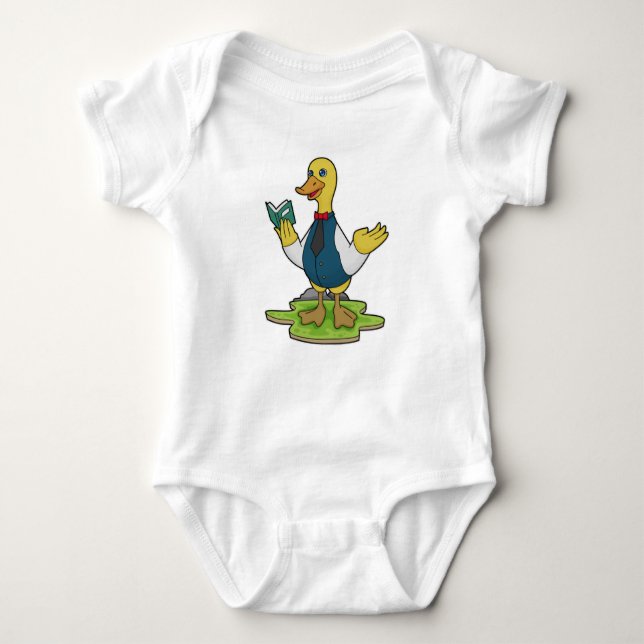 Duck as Teacher with Book Baby Bodysuit (Front)