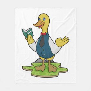 Duck as Teacher with Book Fleece Blanket