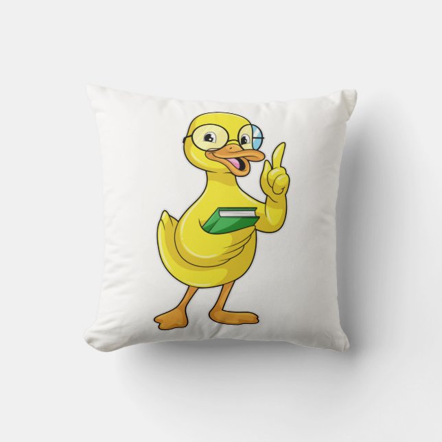 Duck as Teacher with Book & Glasses Cushion (Front)
