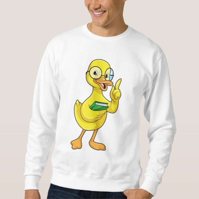 Duck as Teacher with Book & Glasses Sweatshirt (Front)