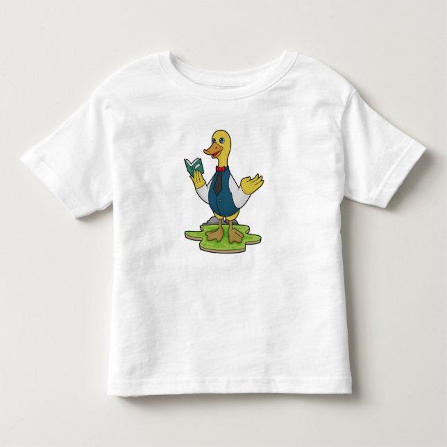 Duck as Teacher with Book Toddler T-Shirt (Front)