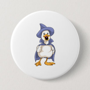 Duck as Witch with Hat 7.5 Cm Round Badge