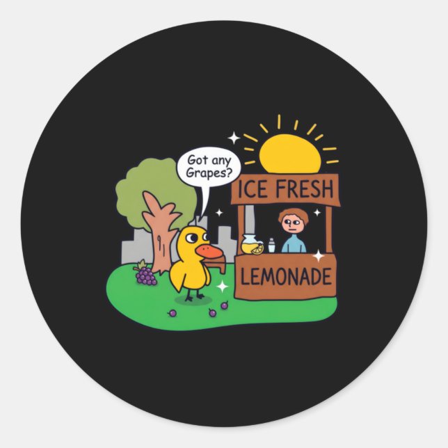 Duck Asks For Grapes Lemonade Stand Classic Round Sticker (Front)