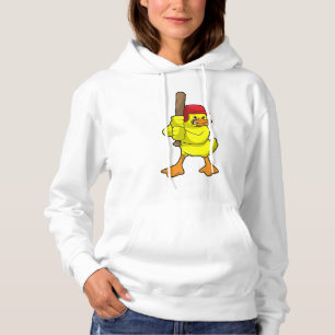 Duck at Baseball with Baseball bat & Cap Hoodie