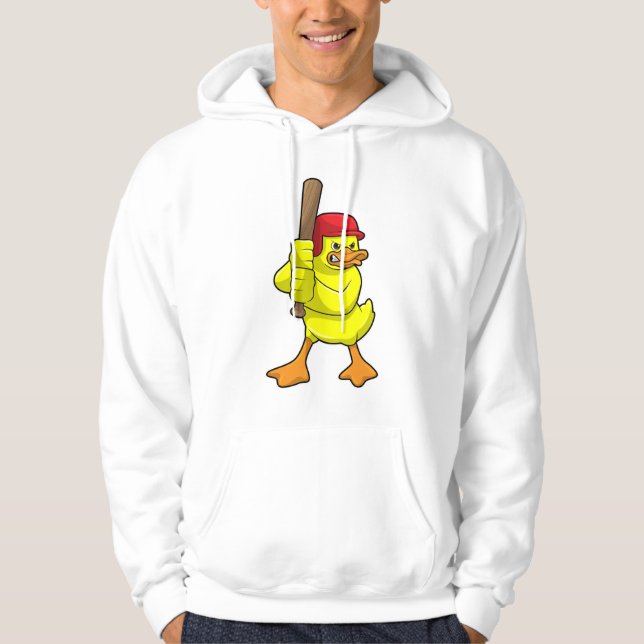 Duck at Baseball with Baseball bat & Cap Hoodie (Front)