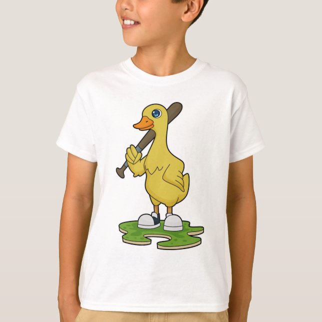 Duck at Baseball with Baseball bat T-Shirt (Front)