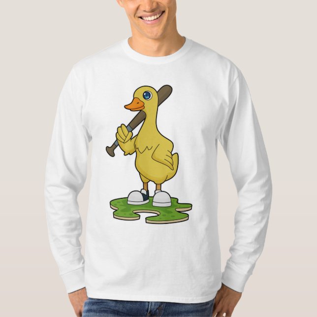 Duck at Baseball with Baseball bat T-Shirt (Front)