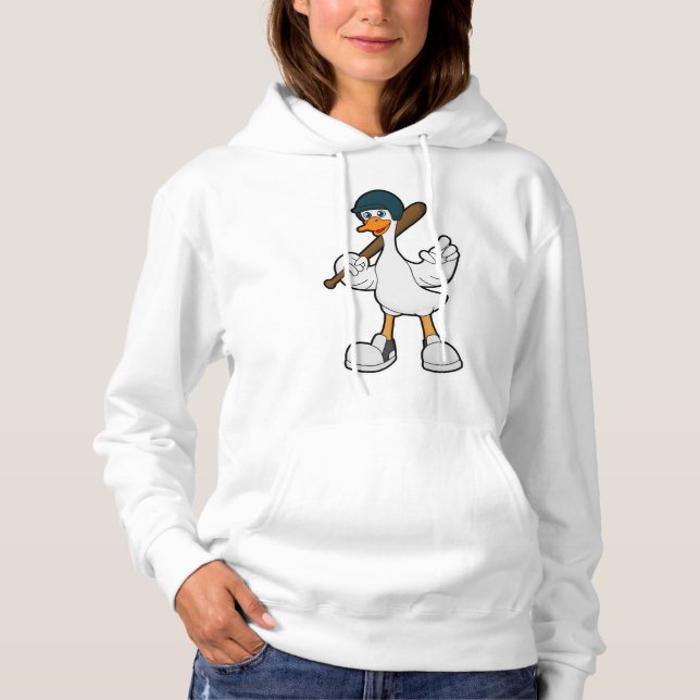 Duck at Baseball with Baseball racket & Helmet Hoodie (Front)