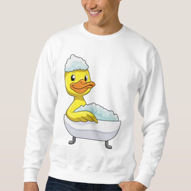 Duck at Bathing with Bathtub & Foam Sweatshirt (Front)