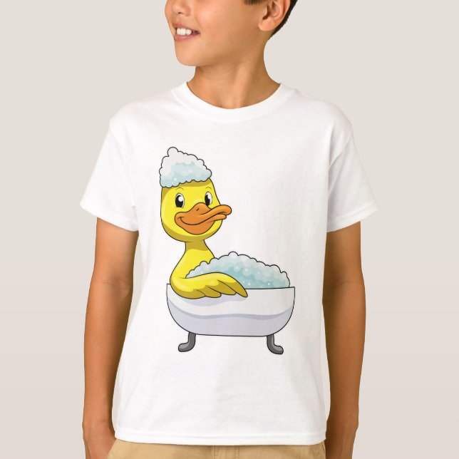 Duck at Bathing with Bathtub & Foam T-Shirt (Front)