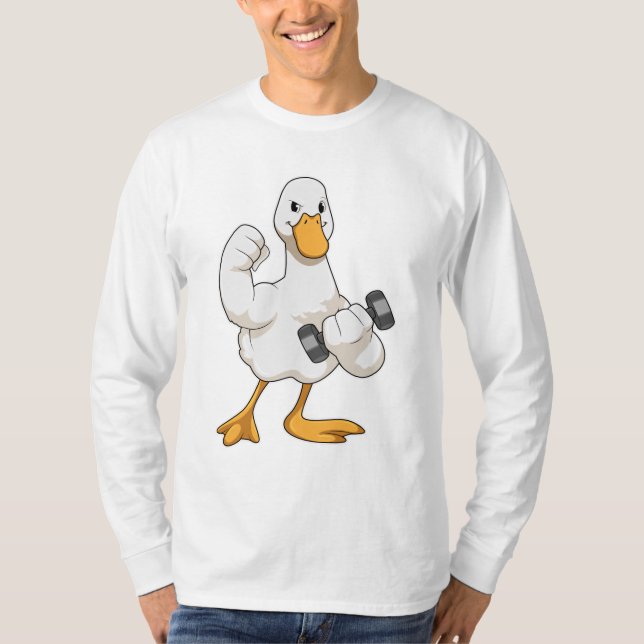Duck at Bodybuilding with Dumbbell T-Shirt (Front)