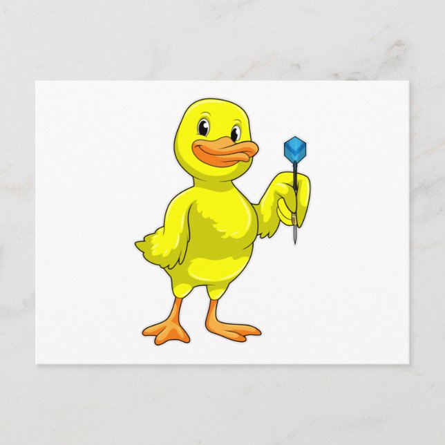 Duck at Darts with Dart Postcard (Front)