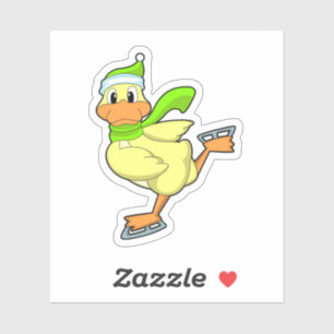Duck at Ice skating with Ice skates