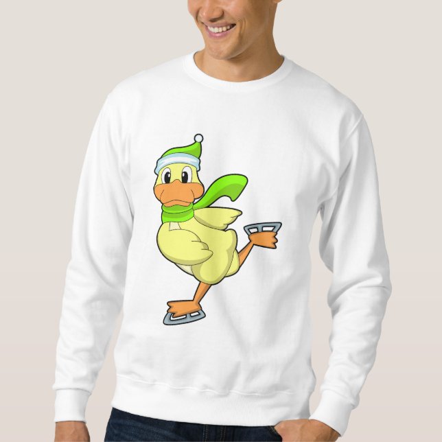 Duck at Ice skating with Ice skates Sweatshirt (Front)