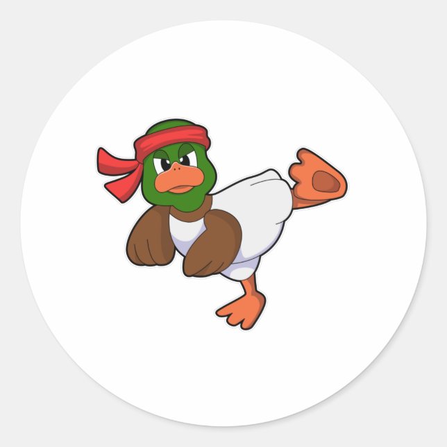 Duck at Martial arts Karate Classic Round Sticker (Front)