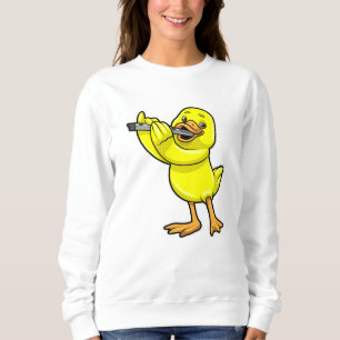 Duck at Music with Flute Sweatshirt