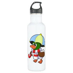 Duck at Raining with Umbrella 710 Ml Water Bottle