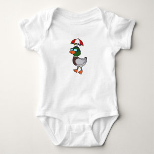 Duck at Raining with Umbrella.PNG Baby Bodysuit