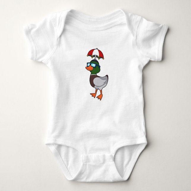 Duck at Raining with Umbrella.PNG Baby Bodysuit (Front)