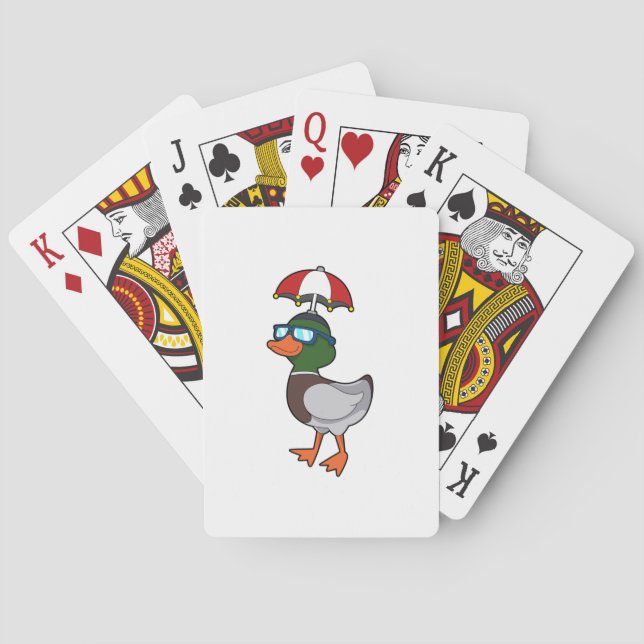Duck at Raining with Umbrella.PNG Playing Cards (Back)