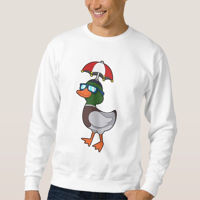 Duck at Raining with Umbrella.PNG Sweatshirt (Front)