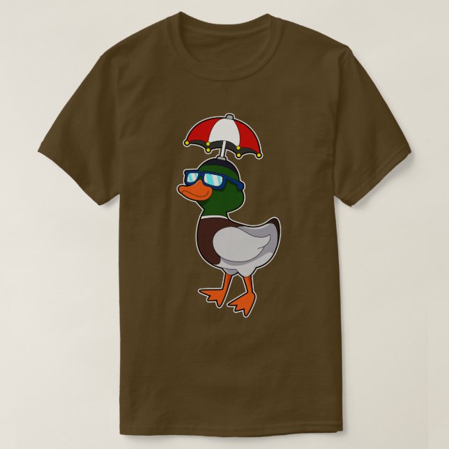 Duck at Raining with Umbrella T-Shirt (Design Front)