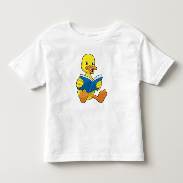 Duck at Reading with Book Toddler T-Shirt (Front)
