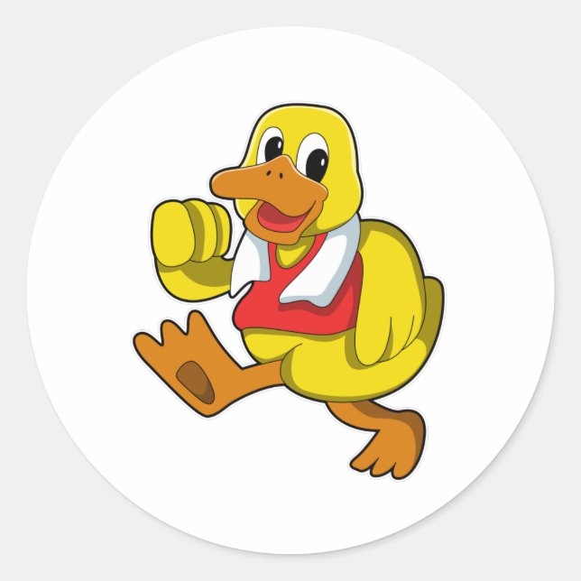 Duck at Running Classic Round Sticker (Front)