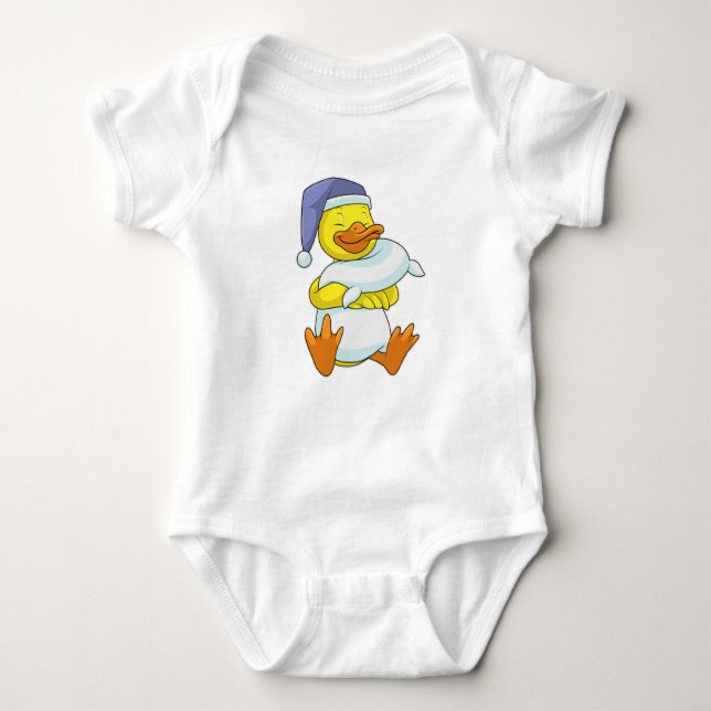 Duck at Sleeping with Nightcap Baby Bodysuit (Front)
