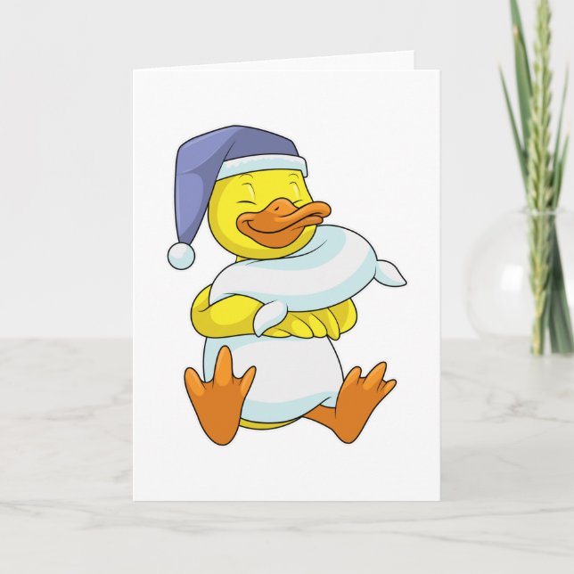 Duck at Sleeping with Nightcap Card (Front)