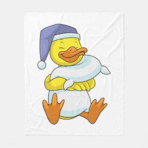 Duck at Sleeping with Nightcap Fleece Blanket
