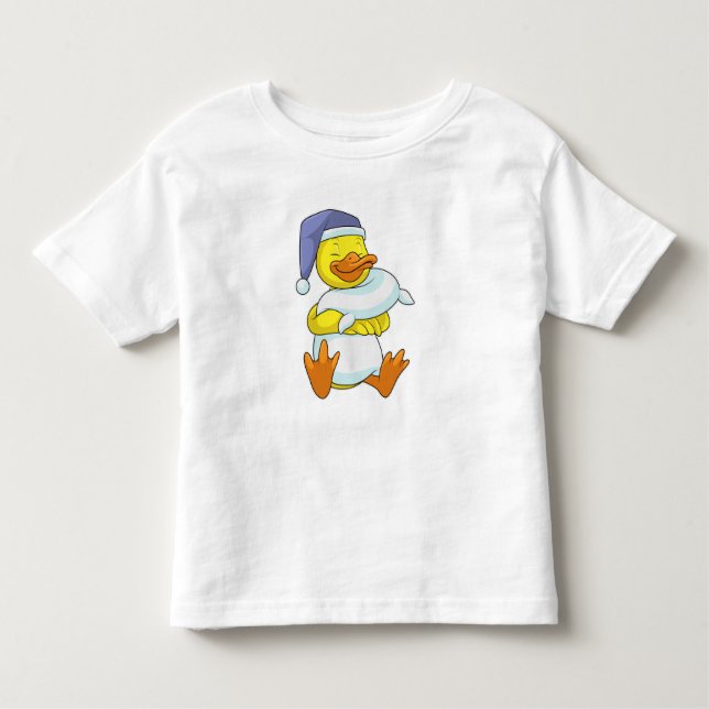 Duck at Sleeping with Nightcap Toddler T-Shirt (Front)
